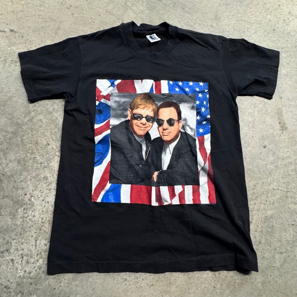 VTG Elton John Billy Joel 1995 Tour Graphic Band Tee S/L Retro Classic Music